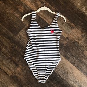 Topshop striped “amour” bodysuit